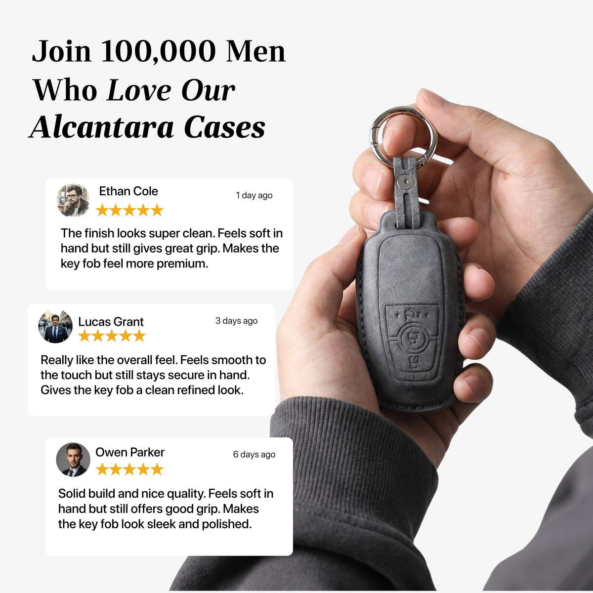 Alcantara Car Key Fob Cover for Ford Model A - Space Grey 3