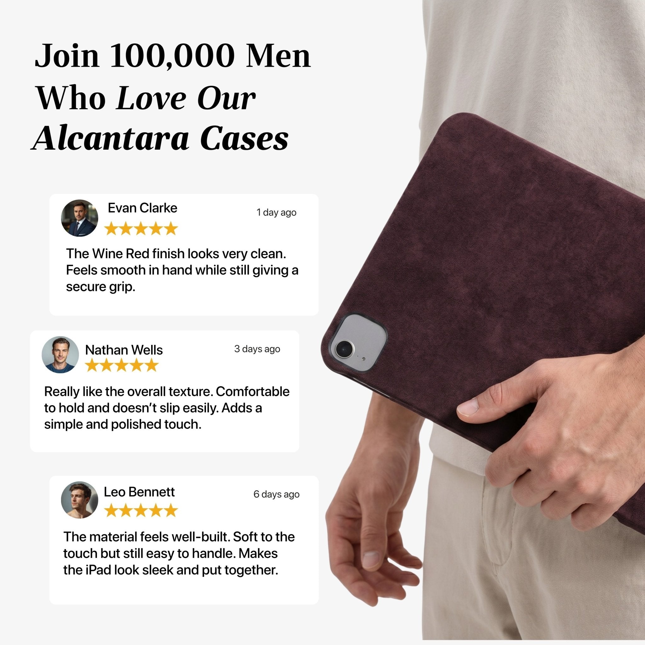 Alcantara iPad Cover - For iPad Air 11 inch (2024/2026) - Wine Red - Alcanside
