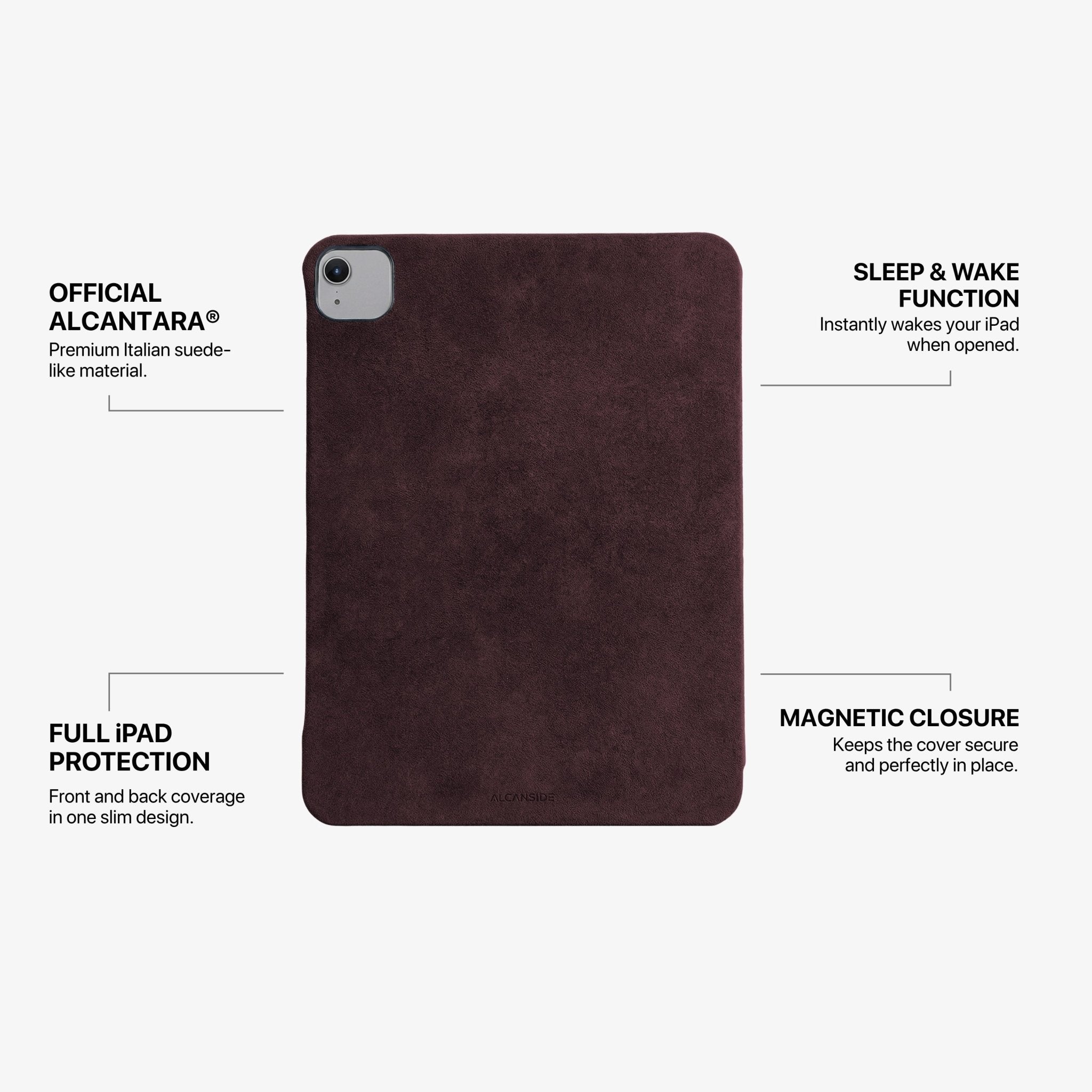 Alcantara iPad Cover - For iPad Air 11 inch (2024/2026) - Wine Red - Alcanside