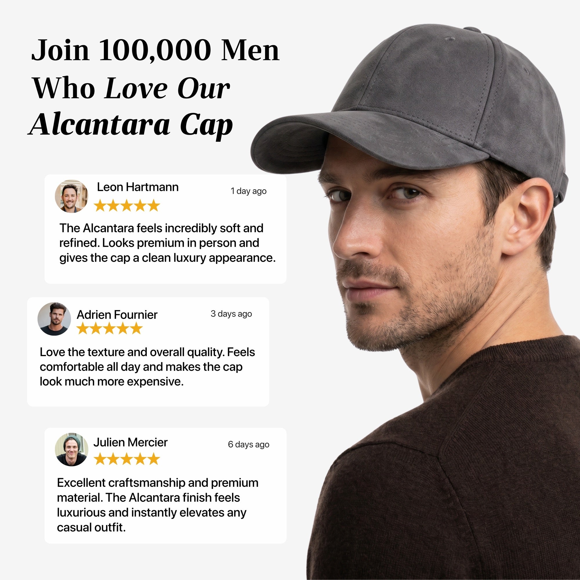 Alcanside Alcantara Cap - Space Grey detail