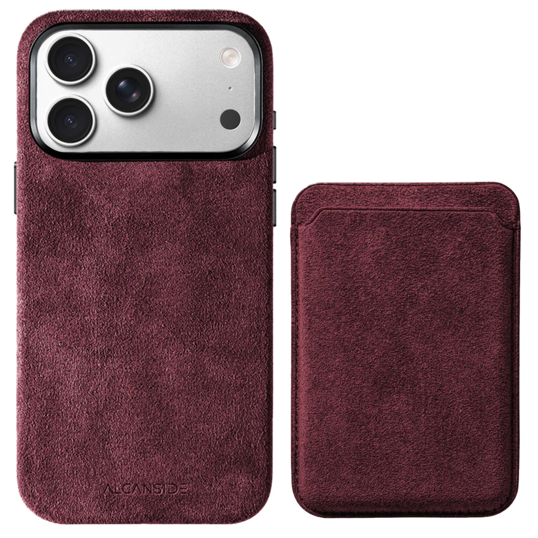 iPhone Alcantara Case + Magsafe Wallet - Wine Red