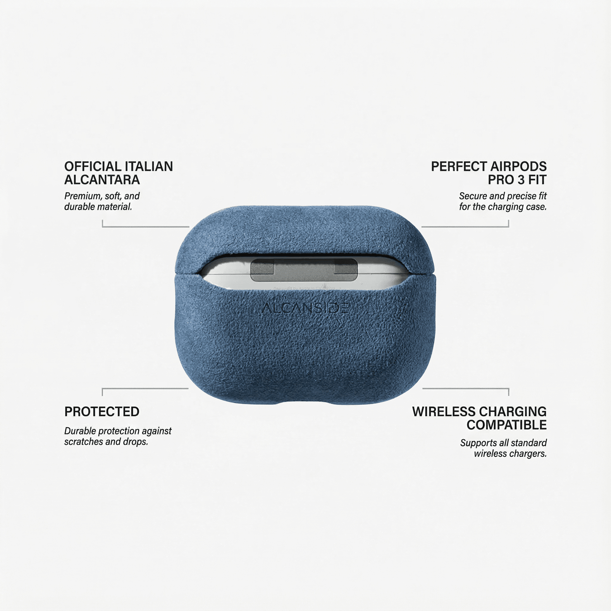 AirPods Pro (3rd Generation) Alcantara Case - Ocean Blue - Alcanside