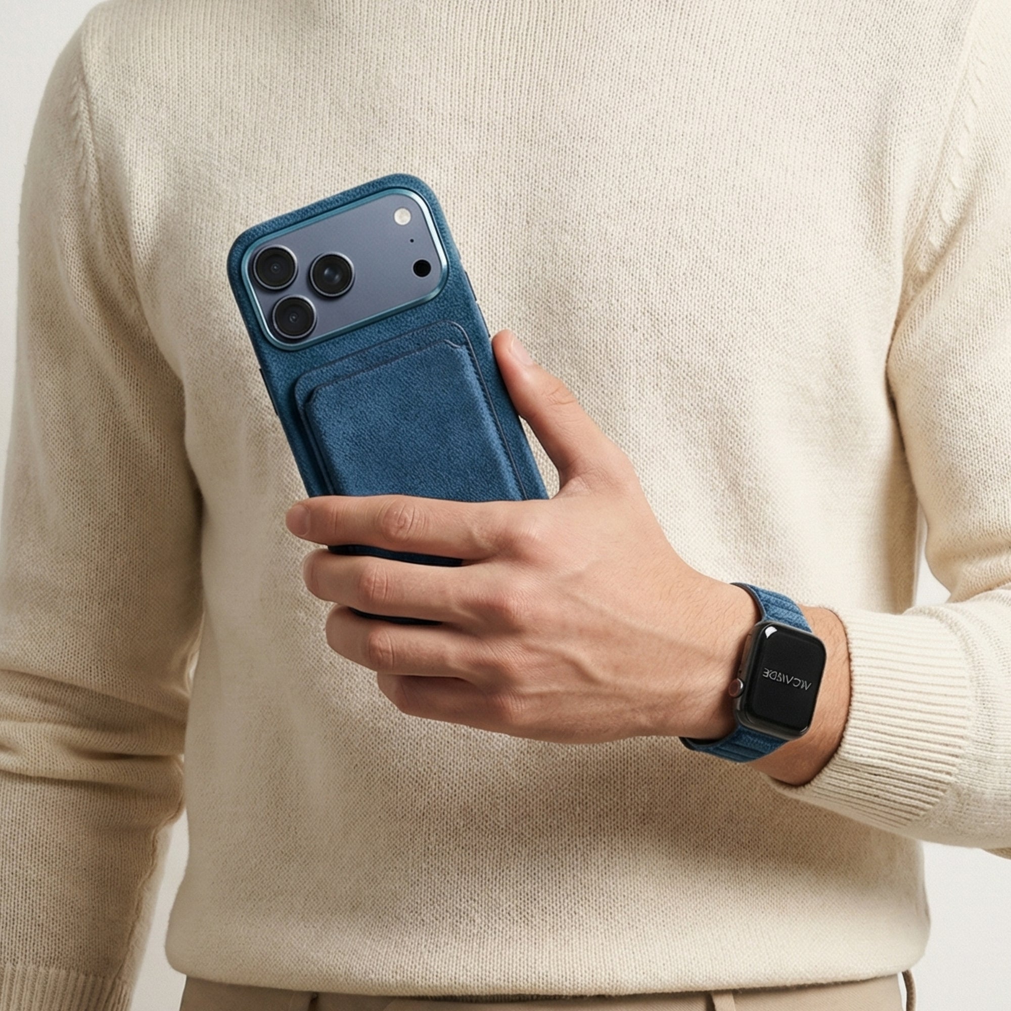Alcantara Apple Watch Band - Ocean Blue - 42/44/45/46mm & Ultra (49mm) - Alcanside