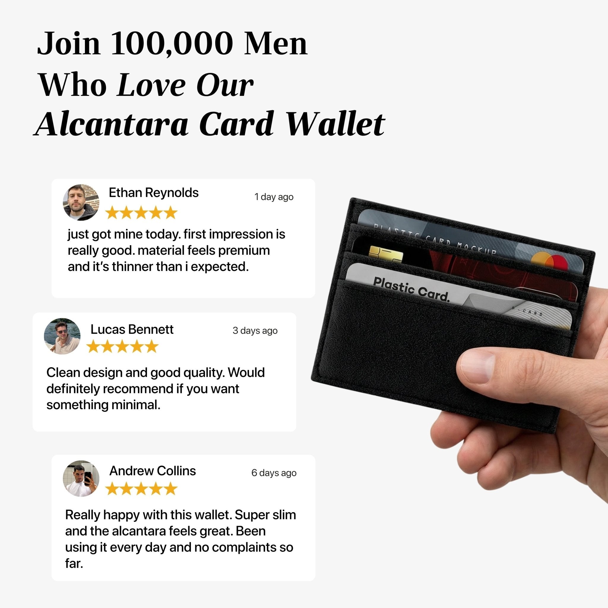 Alcantara Card Wallet - Deep Black - Alcanside