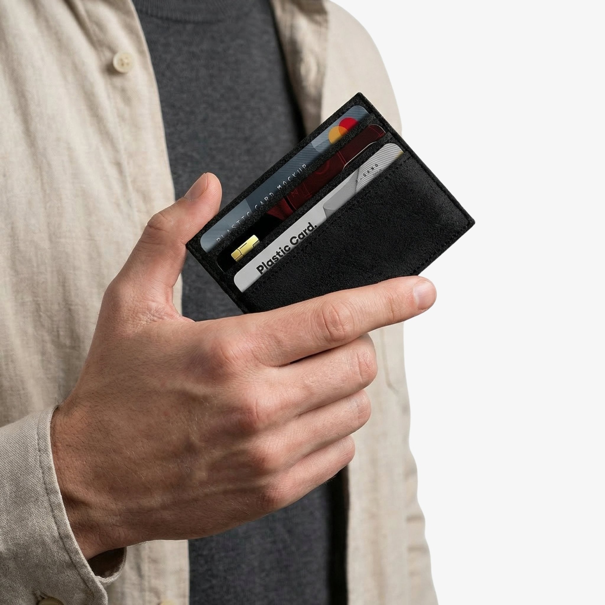 Alcantara Card Wallet - Deep Black - Alcanside