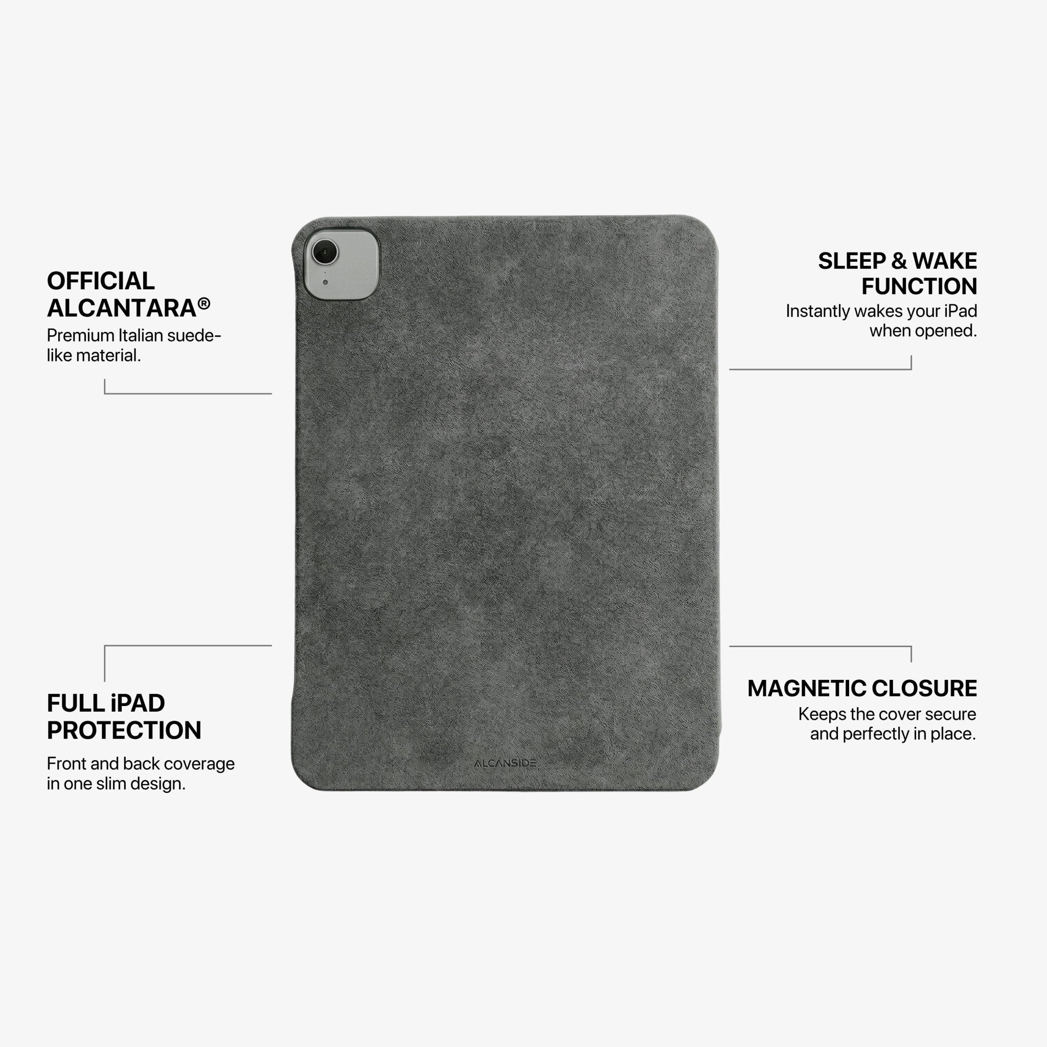 Alcantara iPad Cover - For iPad Air (11 inch) - Space Grey - Alcanside