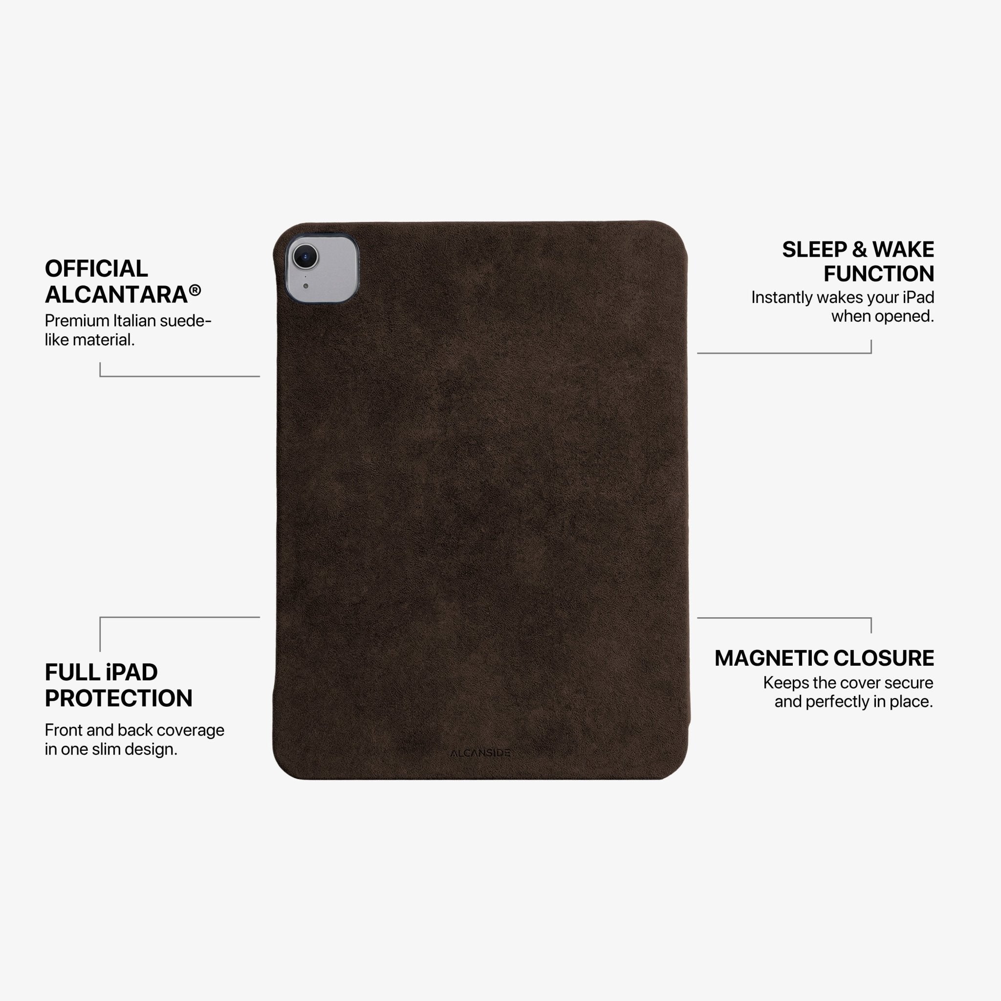 Alcantara iPad Cover - For iPad Air 2026  (13 inch) - Chocolate Brown - Alcanside