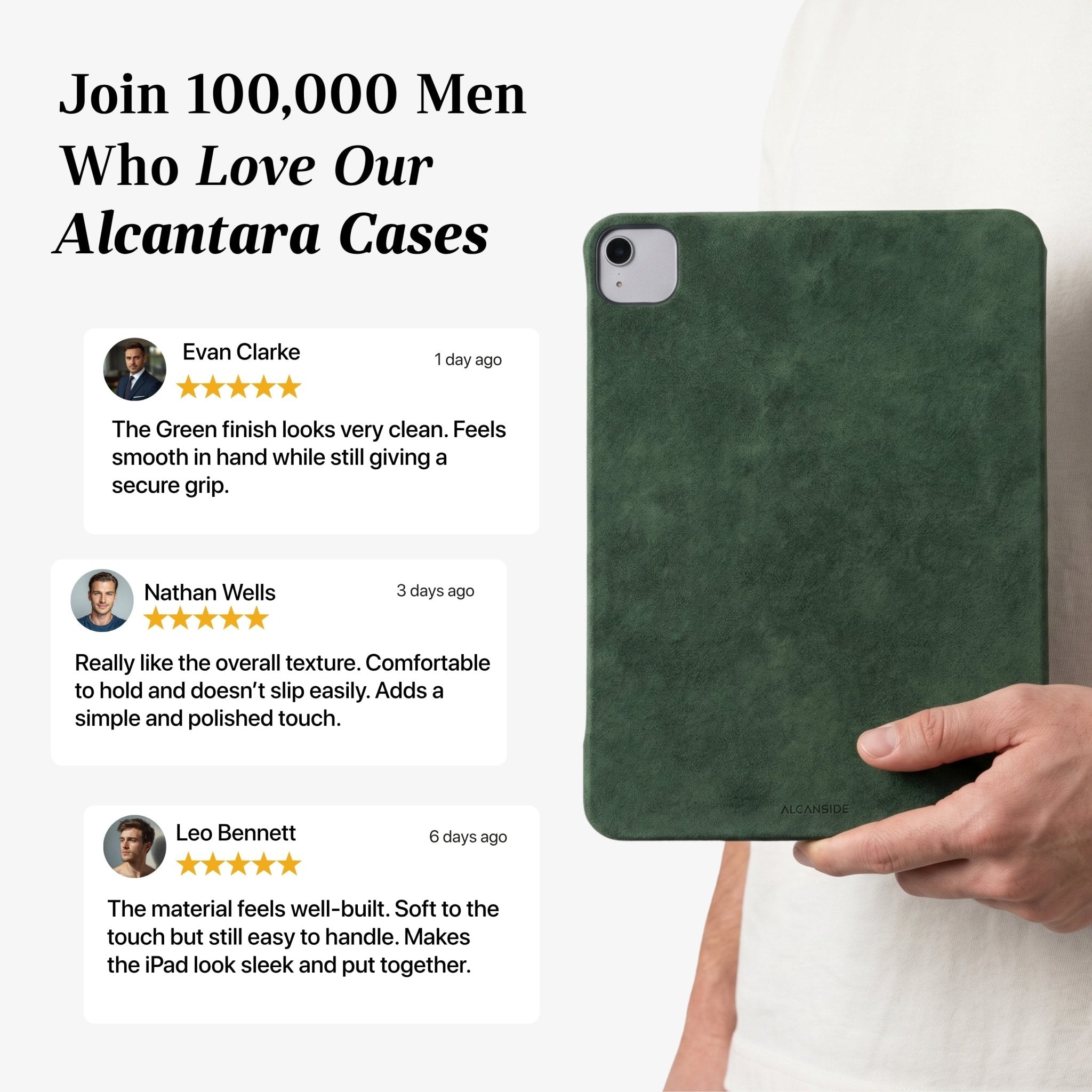 Alcantara iPad Cover - For iPad Air 2026  (13 inch) - Midnight Green - Alcanside