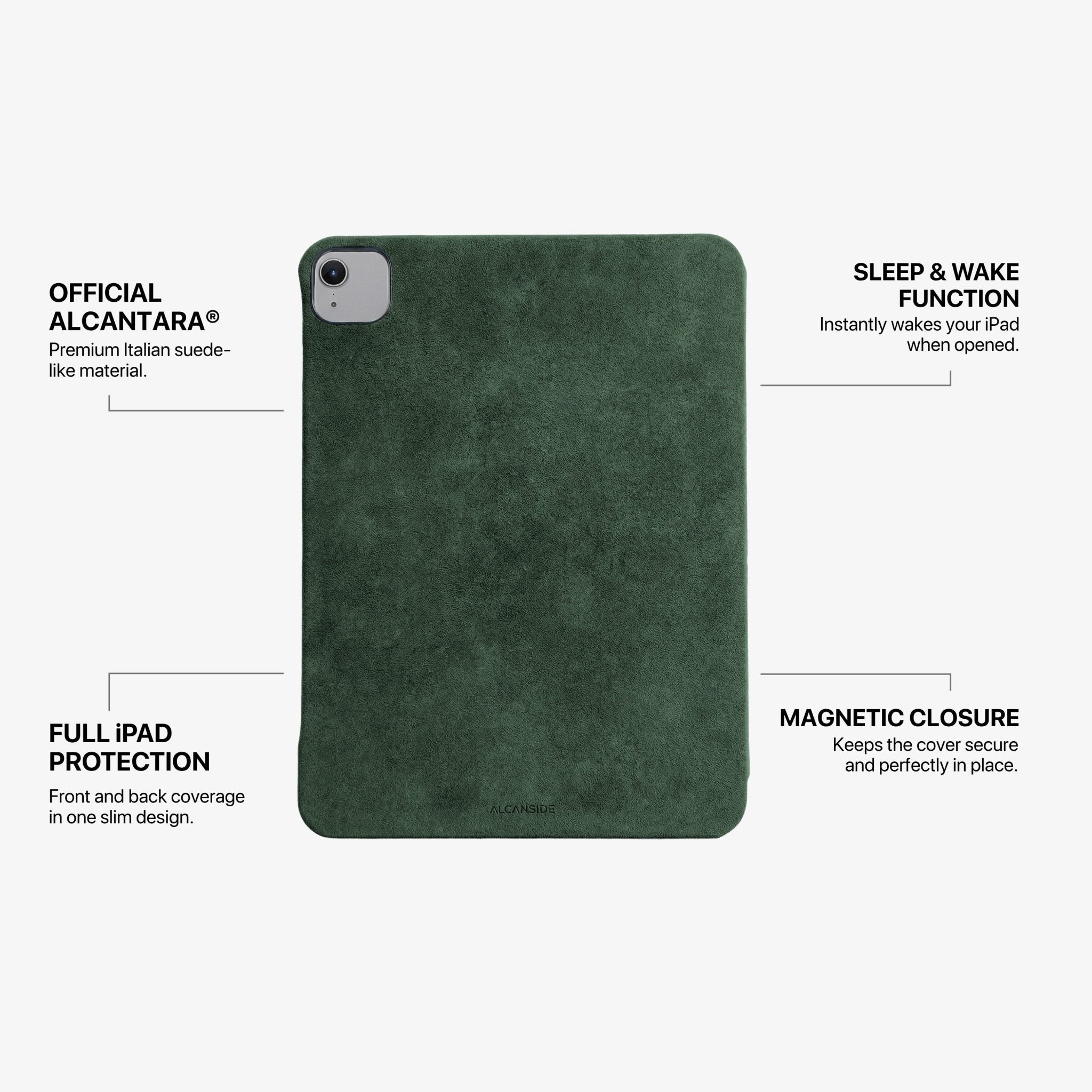 Alcantara iPad Cover - For iPad Air 2026  (13 inch) - Midnight Green - Alcanside