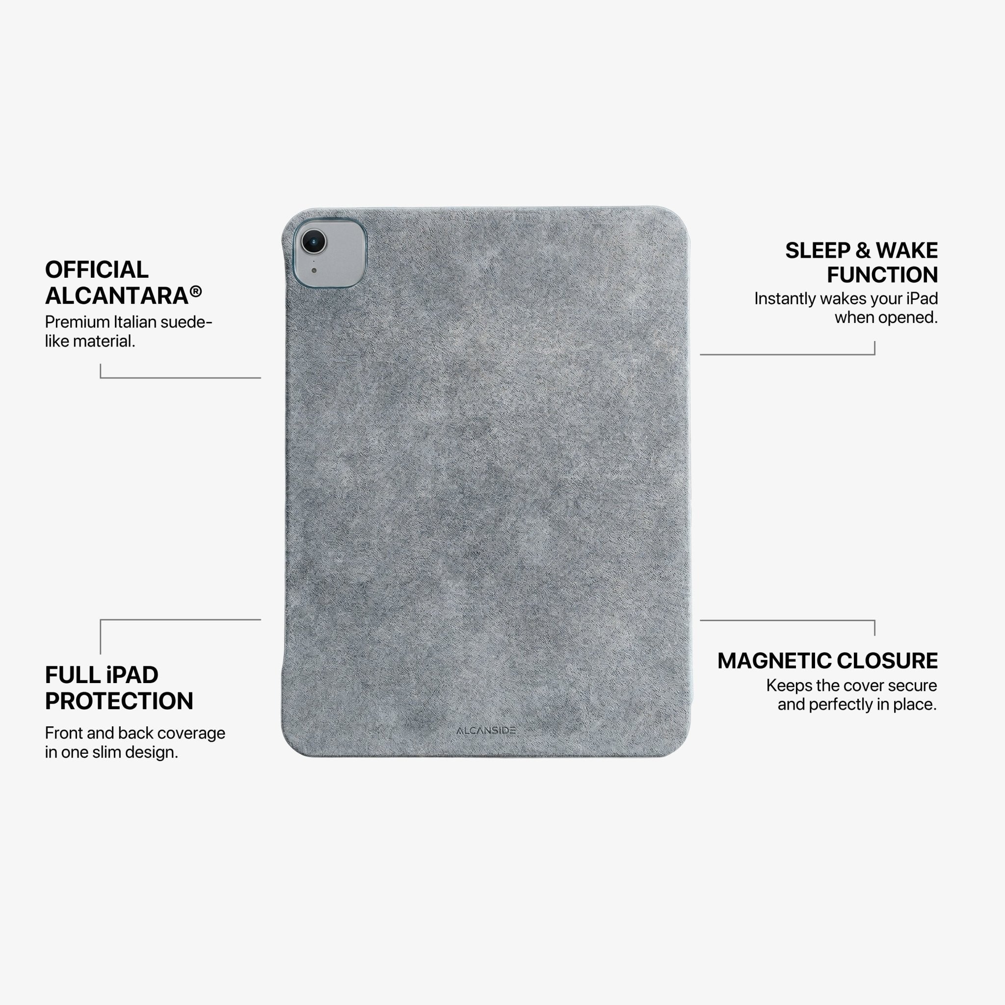 Alcantara iPad Cover - For iPad Air 2026  (13 inch) - Nardo Gray - Alcanside