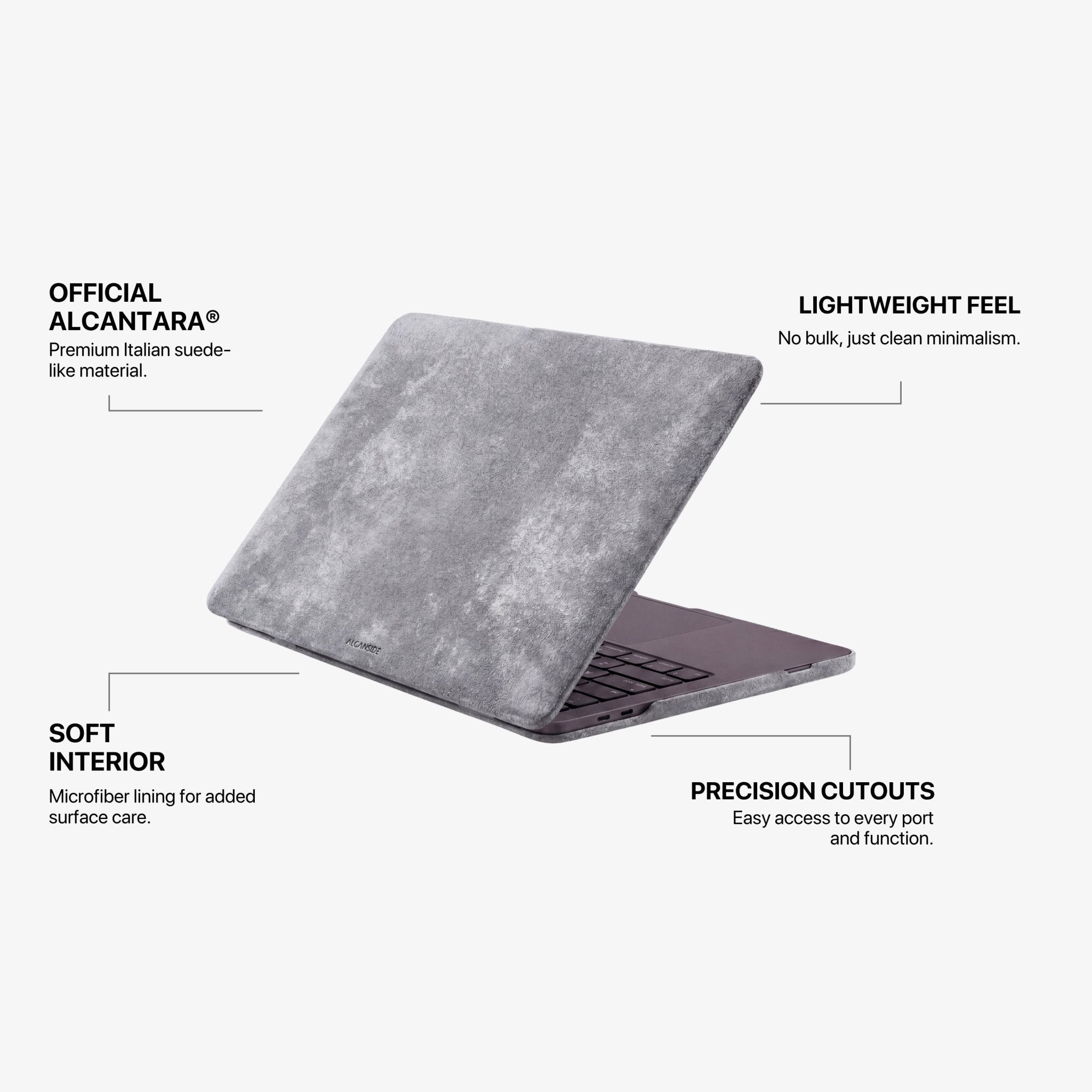Alcantara MacBook Air Cover - For 13.6 inch (2022 M2 - 2025 M4) - Nardo Gray - Alcanside