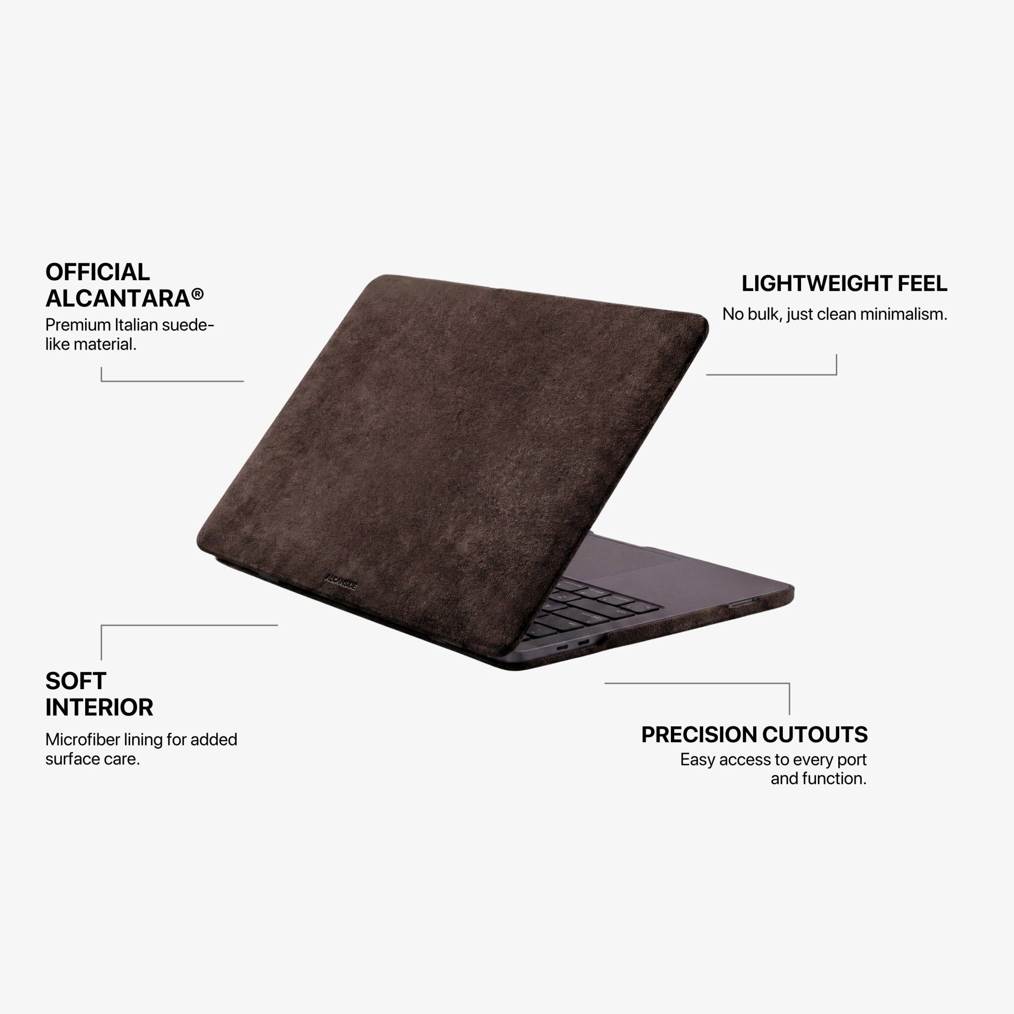 Alcantara MacBook Pro & Pro Max Cover - For 14 inch (2021 - 2025) - Chocolate Brown - Alcanside