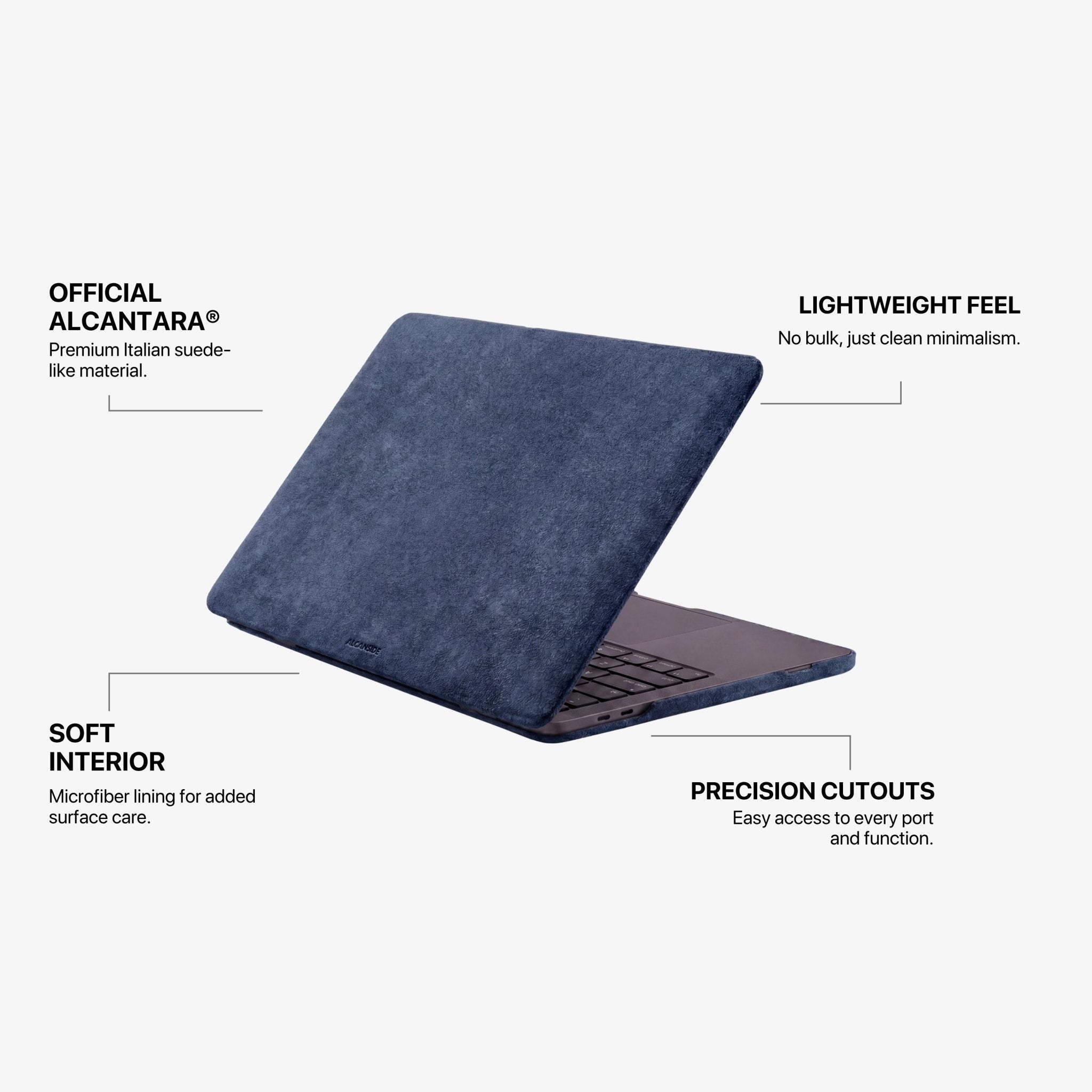 Alcantara MacBook Pro & Pro Max Cover - For 16 inch (2021 - 2024) - Ocean Blue - Alcanside