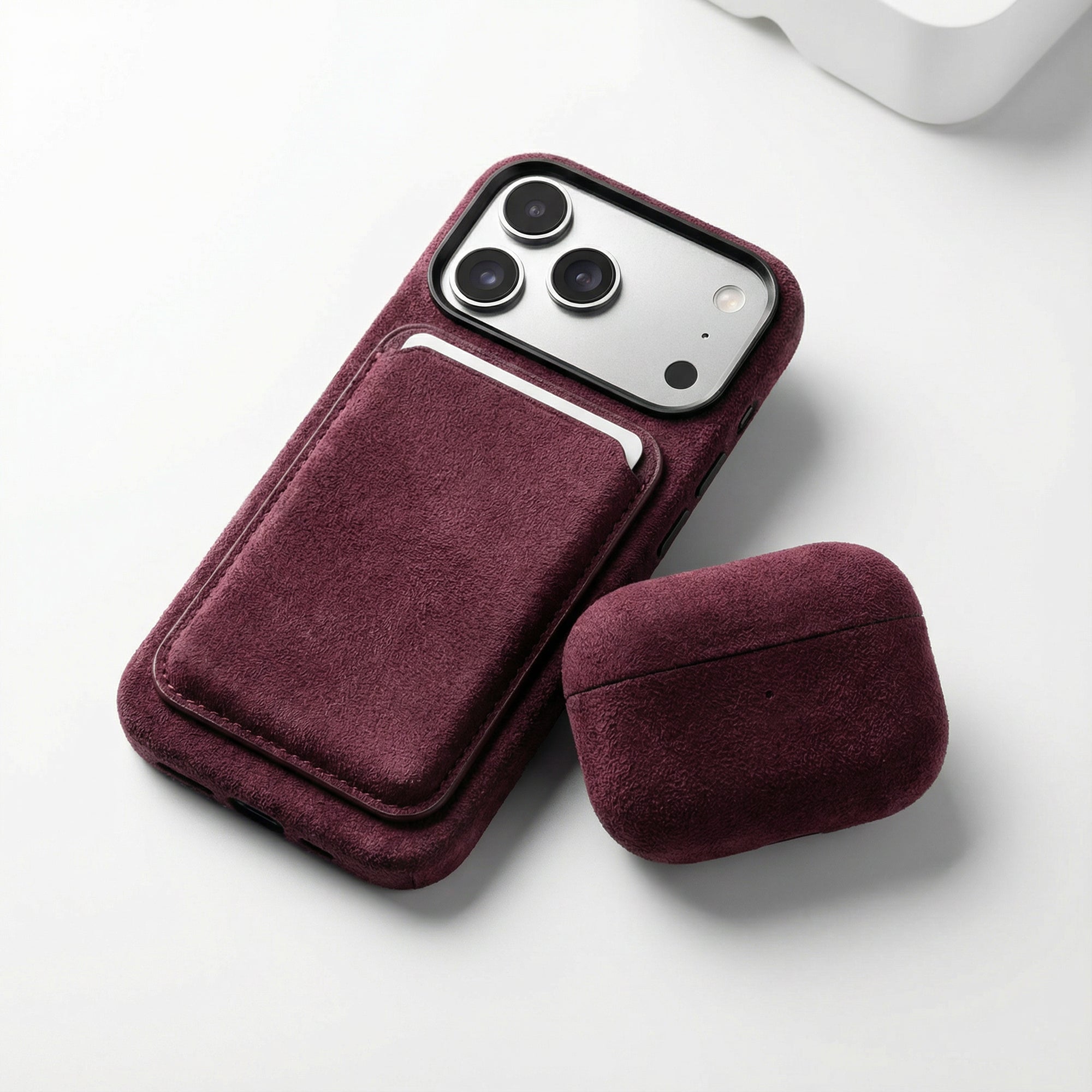 Alcantara MagSafe Wallet - Wine Red - Alcanside